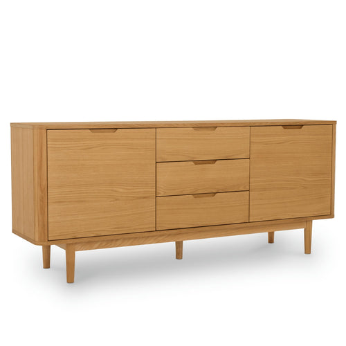 Furnhouse 3-deurs dressoir Nyborg - Natuurlijk eikenhout - MDF, Eikenfineer - 45x180x75