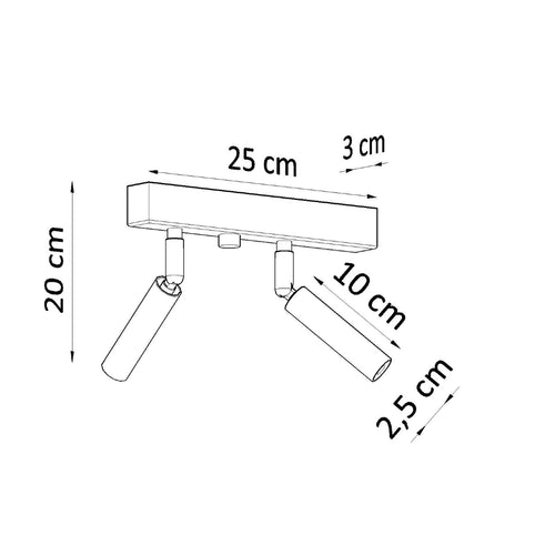 Sollux Lighting Plafondlamp EYETECH 2 zwart - 25x3x20cm
