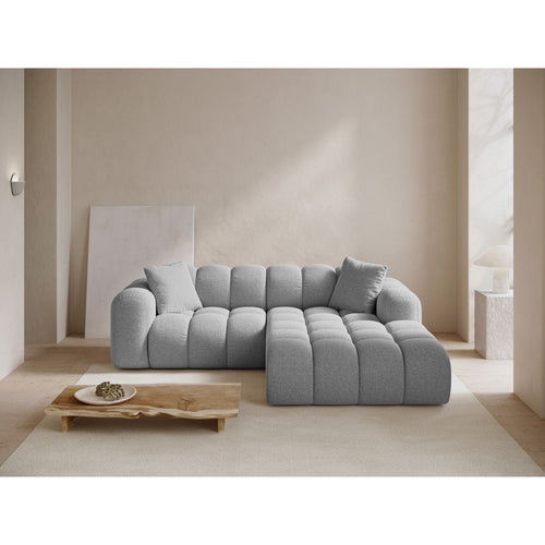 Cosmopolitan Design - Rechter hoekbank Treno 3-zits, chenille lichtgrijs - 184x240x70cm