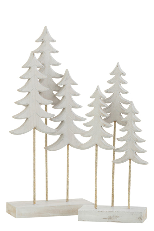 J-Line decoratie 3 Kerstbomen Op voet - hout - wit/goud - large - vtwonen shop