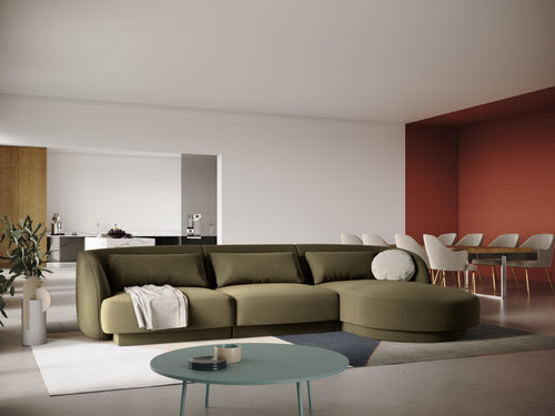 Cosmopolitan Design rechter hoekbank Tulum 4-zits, flueel, groente - 156x255x70cm