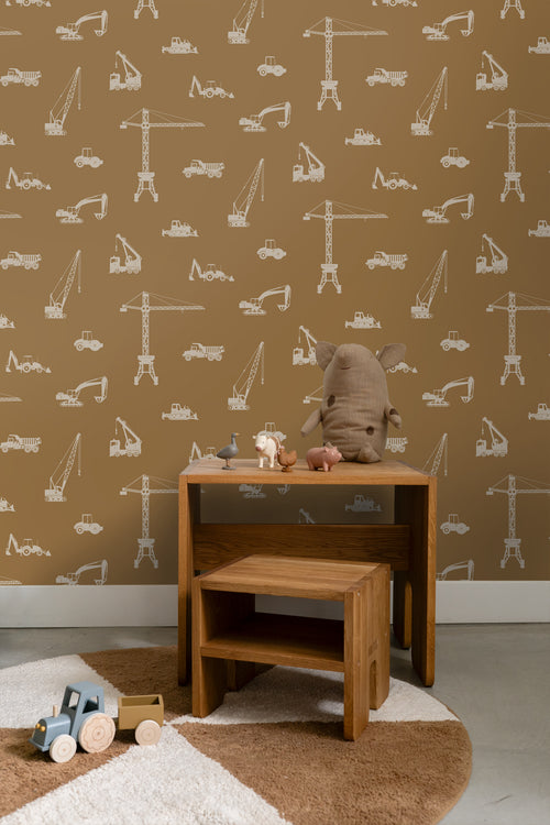 ESTAhome behang voertuigen okerbruin - 53 cm x 10.05 m - 139971 - vtwonen shop