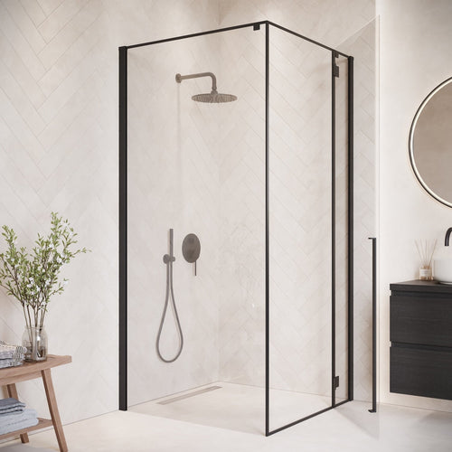 Badplaats Douchecabine Vancouver 90 x 90 x 190 cm - Zwart - Douchewand met Draaideur
