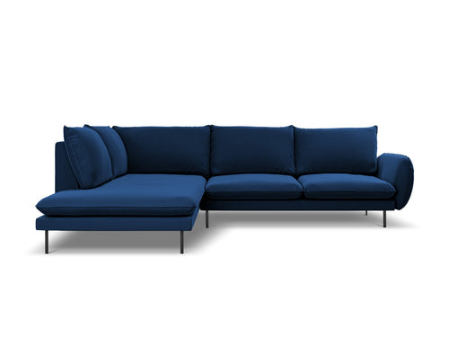 Cosmopolitan Design linker hoekbank Vienna 6-zits, flueel, koningsblauw - 185x275x95cm