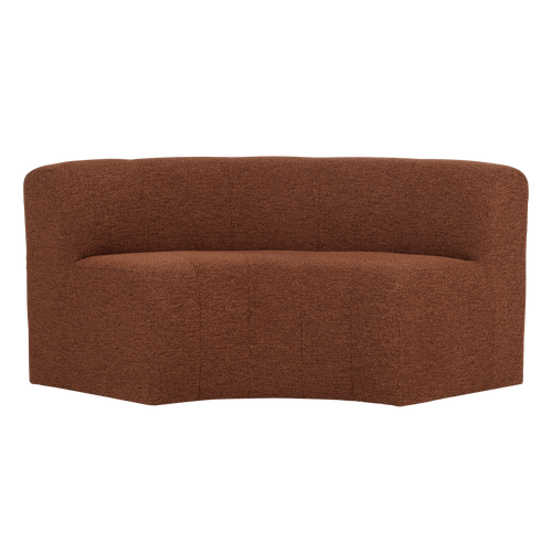 WOOOD eetbank halfronde hoek rug Mojo Base - Bouclé - Roestbruin - 83x152x76