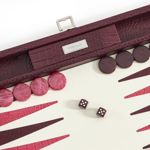 Premium Interiors - Backgammon - Groot BACKGAMMON - leer pruim 46cm