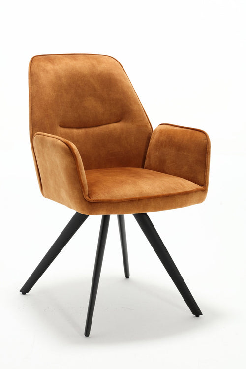 StarFurn Eetkamerstoel Nova - Oranje Stof - Set van 2 - vtwonen shop