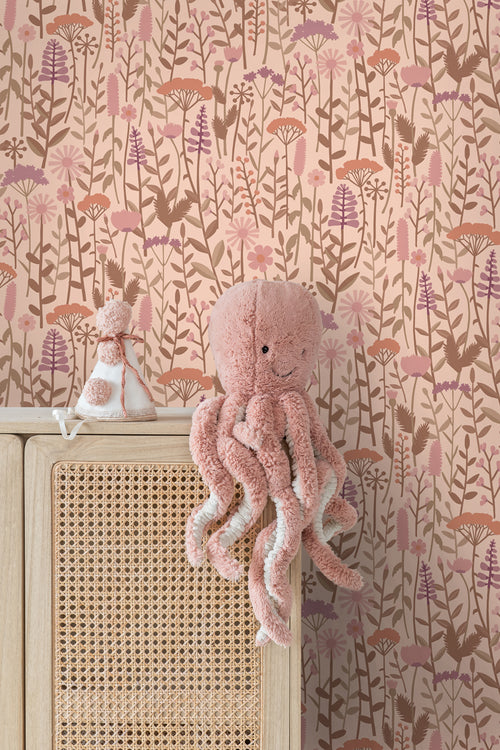 ESTAhome behang veldbloemen oudroze - 50 x 900 cm - 131547 - vtwonen shop