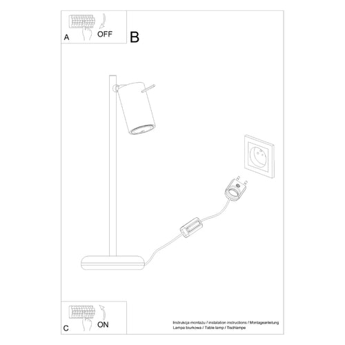Sollux Lighting Tafellamp RING zwart - 14,5x19,5x43cm