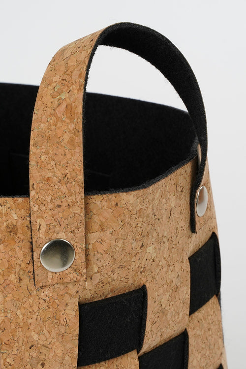 Mica Decorations Opbergmand - Set van 3 - L40 x B30 x H30 cm - Kurk/Vilt - Zwart - vtwonen shop