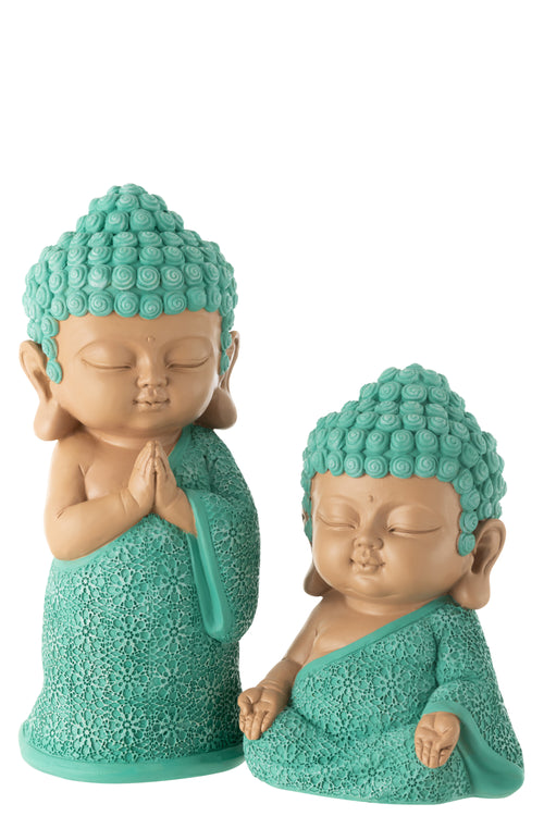 J-Line figuur Monnik Bidden - polyresin - azuur