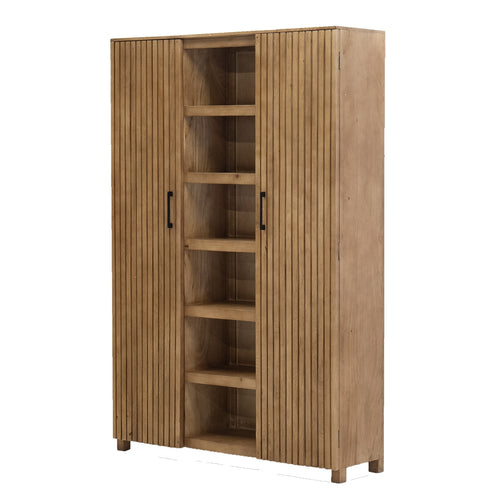 Giga Meubel Wandkast Tobi - Mangohout - Naturel - 140x40x210cm - vtwonen shop