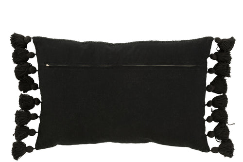 J-Line kussen Kwastje - katoen - zwart - vtwonen shop