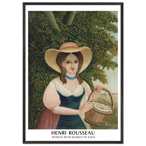 Artfulprints Poster met Lijst Henri Rousseau - Woman with basket of eggs   - 70x100 cm - Donkergroen