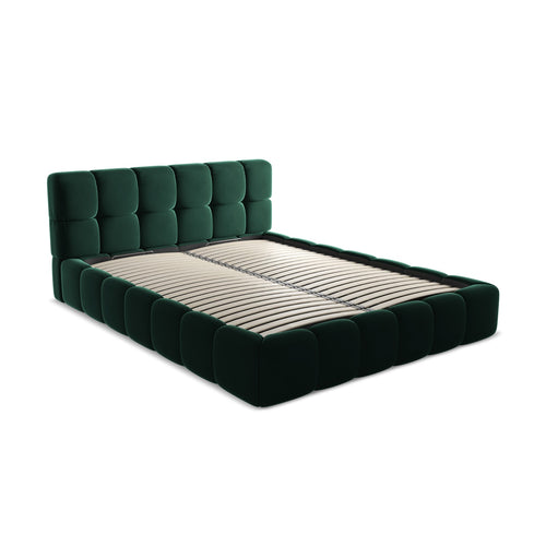 LaMiaSofa Bed met opbergruimte Roma - velours - flessengroen - 180x228x82