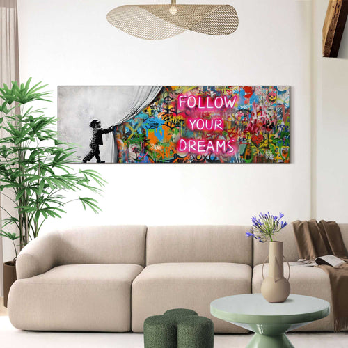 Reinders Follow your Dreams schilderij -  meerkleurig/multi color - kinderkamer - 52x156cm