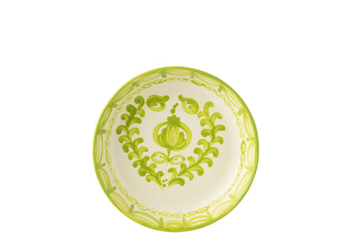 J-Line schaal Granada Low - keramiek - wit/groen - large - Ø 25 cm