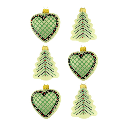 Dagmara kerstdecoratie – harten- en kerstboomvormen – set van 6 - vtwonen shop