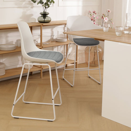 Nolon Nino-Liv Barkruk Wit met Zeegrijs Zitkussen Wit Onderstel 65 Cm