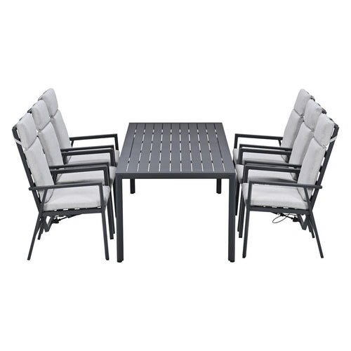 Garden Impressions Kasper tuinset 7-delig - tuintafel 220x93 cm donker grijs
