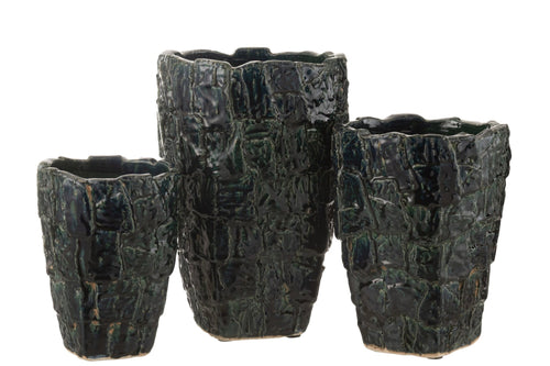 J-Line vaas Aoki - keramiek - groen - large - Ø 25 cm