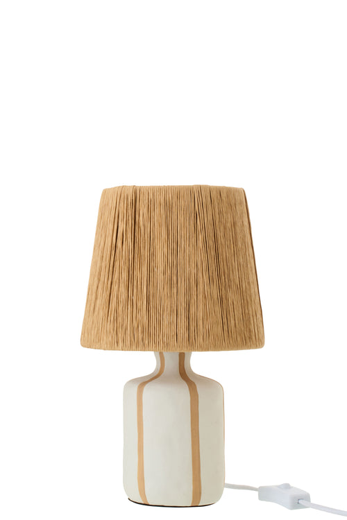 J-Line tafellamp Gestreept - keramiek - naturel/wit - small