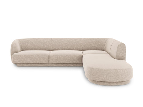 Micadoni rechter hoekbank Miley 6-zits, chenille, beige - 248x255x70cm