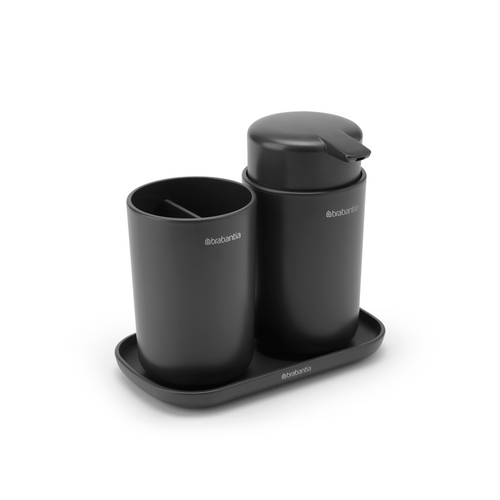 Brabantia Badkameraccessoires ReNew - set van 3 - dark grey - vtwonen shop