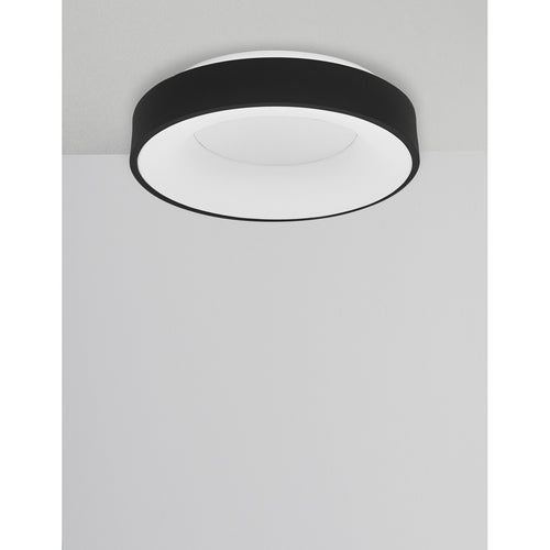 Merano Bancroft 38cm Geïntegreerde LED Semi Flush Light Sandy Zwart Aluminium LED 30W 1950Lm 3000K