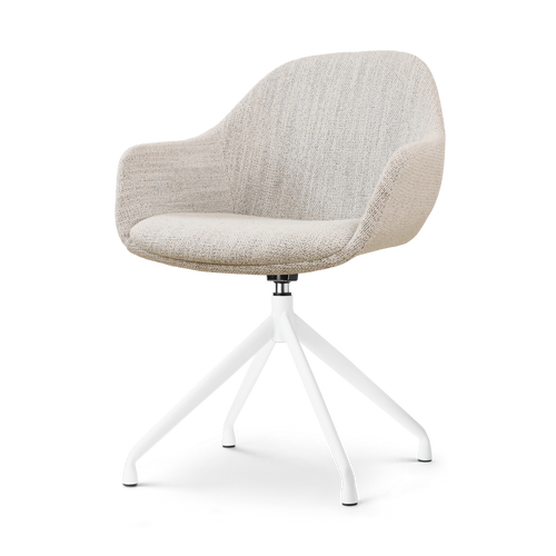 Nolon Nola-Mae Eetkamerstoel Beige Gemêleerd - Draaibaar Wit Onderstel - vtwonen shop