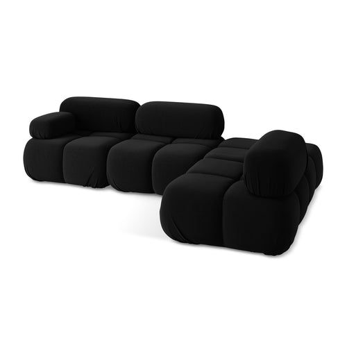 LaMiaSofa hoekbank rechts Sanremo - velours - zwart - 285x190x70