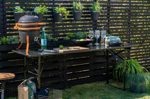 MaximaVida inklapbare picknicktafel Berlijn 120 x 50 cm zwart - FSC hout - vtwonen shop