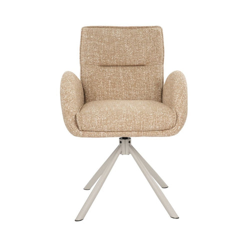 Giga Meubel Eetkamerstoel Tina - Taupe - Draaibaar - Armleuningen - Scandinavisch - Set van 2