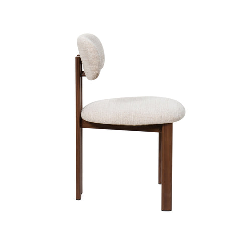 Giga Meubel Eetkamerstoel Noor - Stof/Staal - Beige/Walnoot - Set van 2 - vtwonen shop