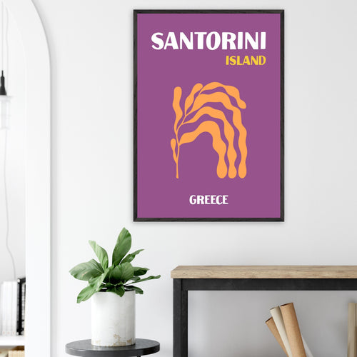 Artfulprints Poster met Lijst Griekenland - Santorini   - 70x100 cm - Paars