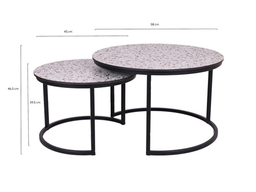 MaximaVida ronde set tafelbladen Lucca 58 en 45 cm - HPL terrazzo look - vtwonen shop