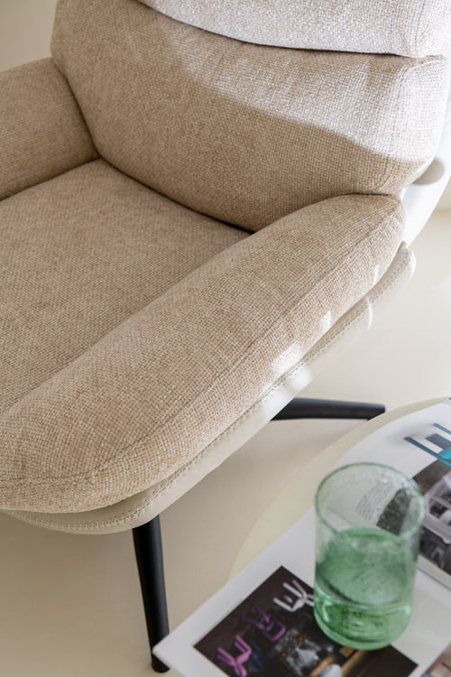 J-Line zetel Relax + Voetbank - metaal/multiplex - beige/zwart