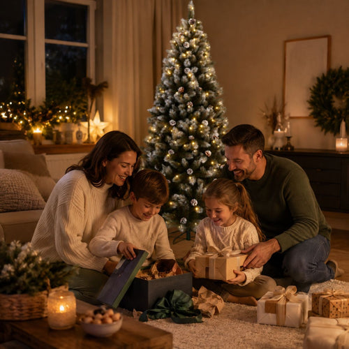 Black Box Trees Pittsfield Kunstkerstboom met Verlichting - Kerstversiering voor Binnen - Kunstboom met Dennenappels en Sneeuweffect -
