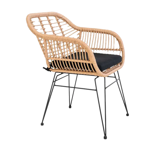 Artichok Madelein rotan tuinstoel naturel - met armleuning en zitkussen - vtwonen shop