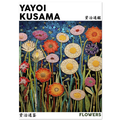 Artfulprints Poster Yayoi Kusama - Flowers   - A4 21x29.7 cm - Meerkleurig