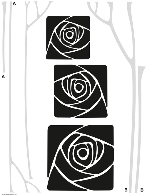 Sanders & Sanders muursticker bloemen zwart wit en grijs - 85 x 65 cm - 600289