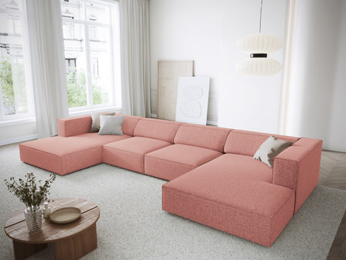 Cosmopolitan Design Panoramische bank Arendal 6-zits, chenille, roze - 166x364x70cm