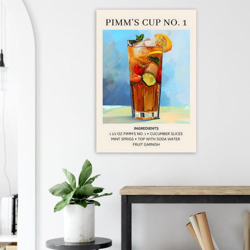 Artfulprints  Pimm's Cup No. 1 cocktail - Ingrediënten   poster A4 21x29.7 cm - vtwonen shop