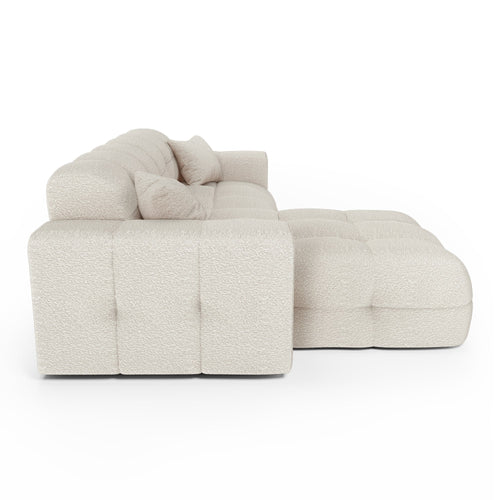 Premium Interiors - Hoekbank links COCOON - bouclé-stof crème 230cm