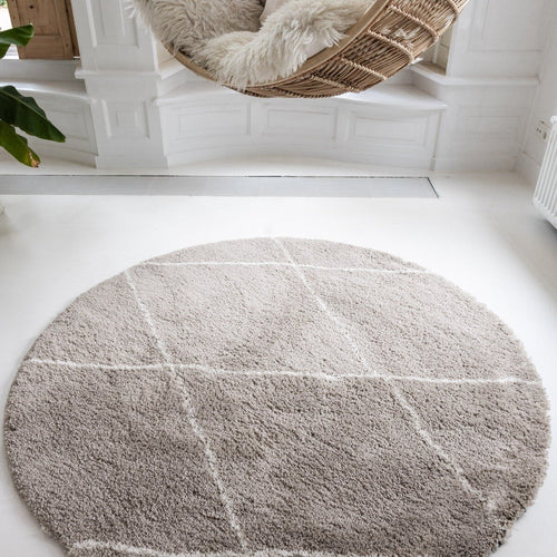 Interieur05 Berber Rond vloerkleed hoogpolig Grijs/Beige/Zand/Cream - scandinavisch - nea - 120 x 120 cm - vtwonen shop