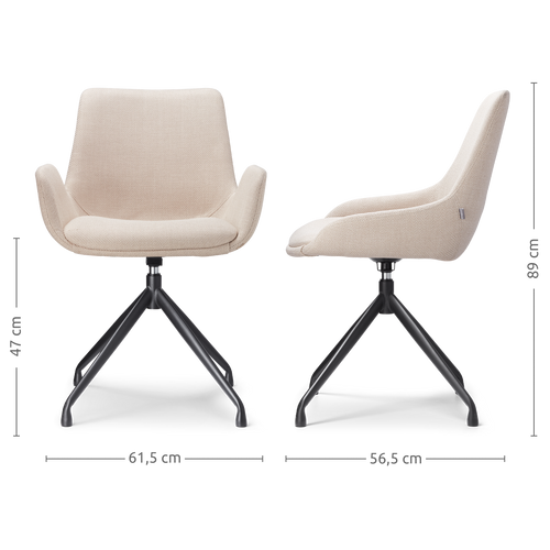 Nolon Nola-Eef Draaibare Eetkamerstoelen Beige - Zwart - 2x - vtwonen shop