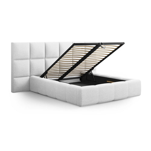 Cosmopolitan Design - Opbergbed met hoofdeinde Livigno 200x140cm structurele stof koel lichtgrijs - 230x200x125cm