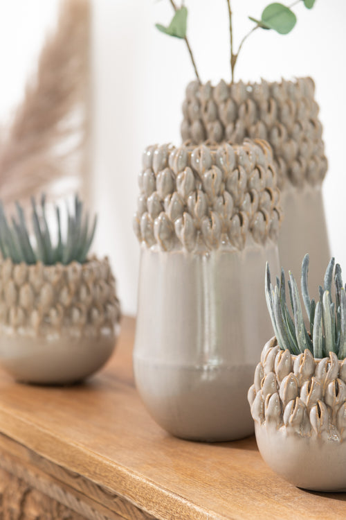 J-Line bloempot Ibiza - keramiek - grijs - small - Ø 11 cm - vtwonen shop