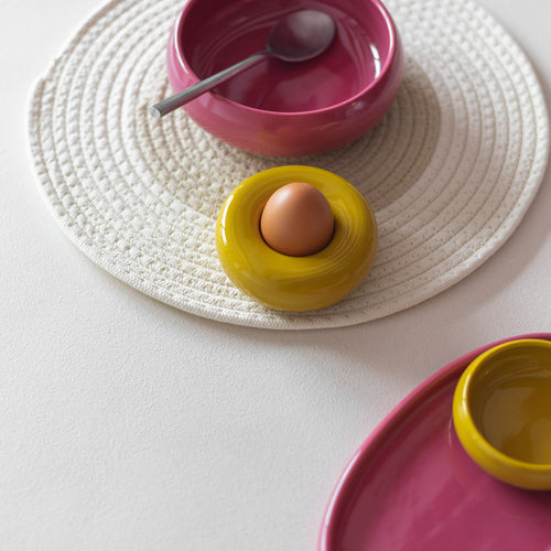 Ona - Eierdop 10xH4cm mustard yellow Billie - Set van 2
