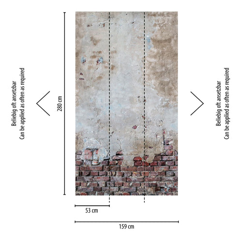 One Wall one Role fotobehang steen grijs, rood en wit - 159 x 280 cm - AS-383361